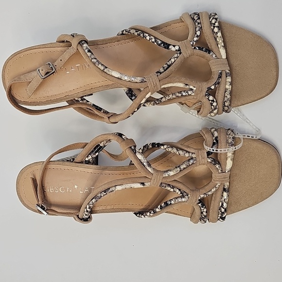 Gibson Latimer Soft Sheep Leather Reptile Print Block Heel Strappy Sandals Sz:10 - Picture 12 of 13